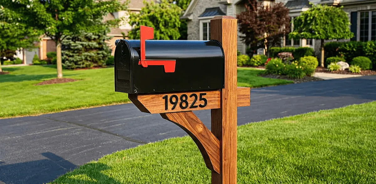 New mailbox installation with post and address number for a home in Seattle, WA